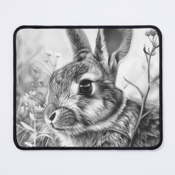 Item preview, Black and white Rabbit pencil drawing designed and sold by Pencil-Art.