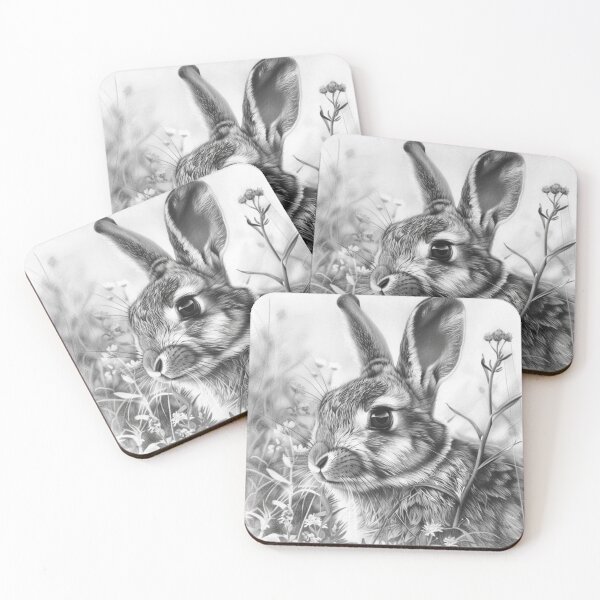 Item preview, Black and white Rabbit pencil drawing designed and sold by Pencil-Art.