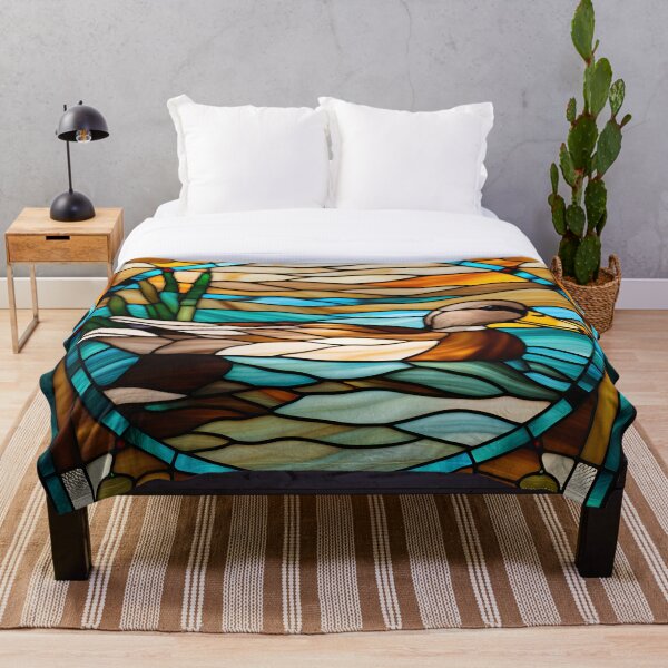 Item preview, Stained Glass Brown Teal Duck designed and sold by Wild Blue Designs NZ.