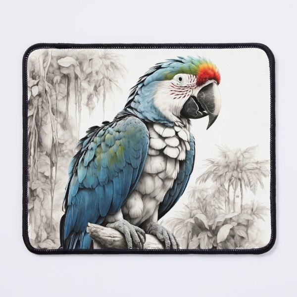 Item preview, Black and white Parrot pencil drawing designed and sold by Pencil-Art.