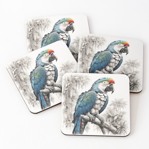 Item preview, Black and white Parrot pencil drawing designed and sold by Pencil-Art.