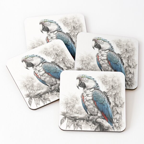 Item preview, Black and white Parrot pencil drawing designed and sold by Pencil-Art.