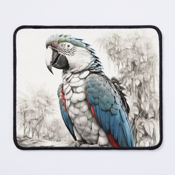 Item preview, Black and white Parrot pencil drawing designed and sold by Pencil-Art.