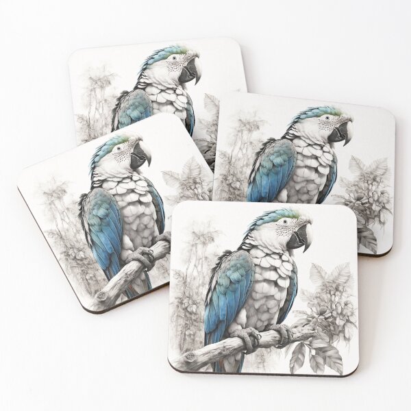 Item preview, Black and white Parrot pencil drawing designed and sold by Pencil-Art.