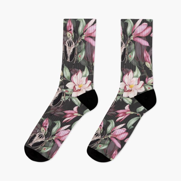 Item preview, Goliath beetle and magnolias - repeating pattern designed and sold by LindaSitniece.