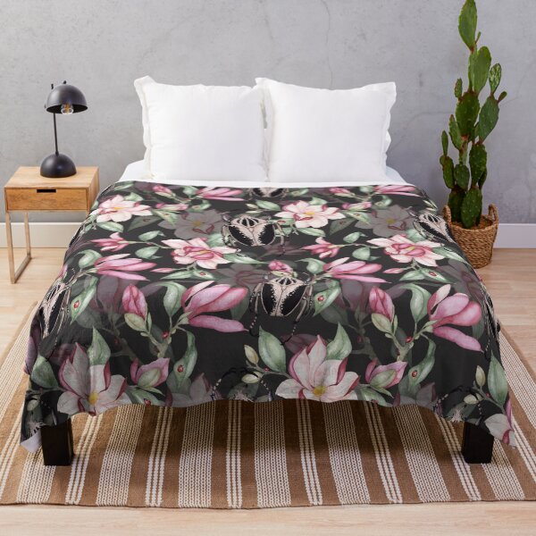 Item preview, Goliath beetle and magnolias - repeating pattern designed and sold by LindaSitniece.