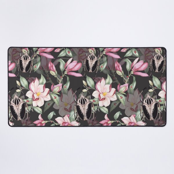 Item preview, Goliath beetle and magnolias - repeating pattern designed and sold by LindaSitniece.