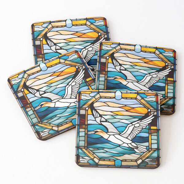Item preview, Stained Glass Gannet designed and sold by Wild Blue Designs NZ.