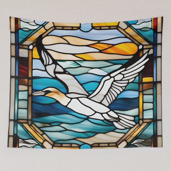 Item preview, Stained Glass Gannet designed and sold by Wild Blue Designs NZ.