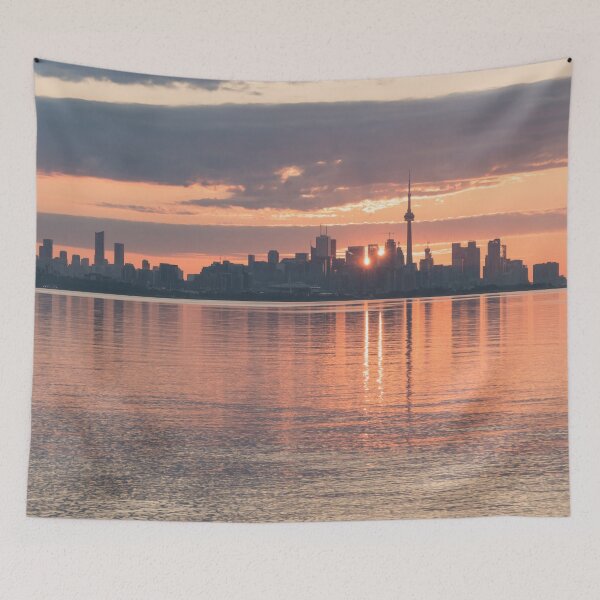 Item preview, Two Suns - Sunrise Behind the Magnificent Skyline of Toronto designed and sold by Georgia Mizuleva.