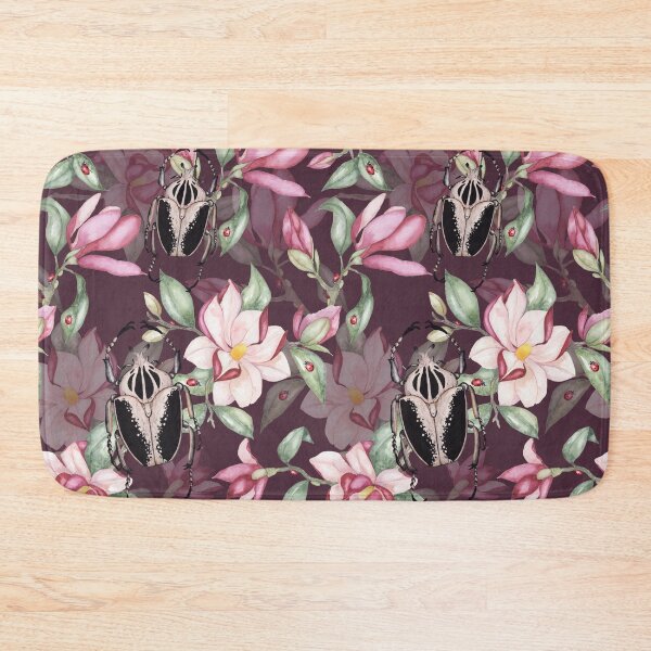 Item preview, Goliath beetle and magnolias - repeating pattern designed and sold by LindaSitniece.