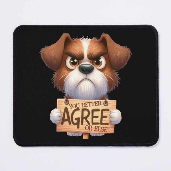 Item preview, Angry grumpy dog holding a warning sign designed and sold by LoneAngel.