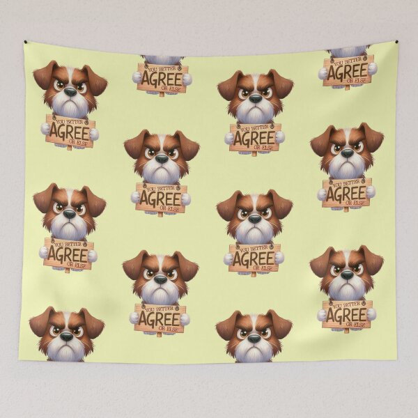 Item preview, Angry grumpy dog holding a warning sign designed and sold by LoneAngel.