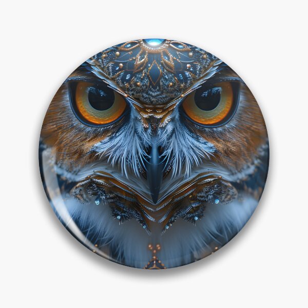 Item preview, Majestic owl with intricate blue and gold adornments designed and sold by Artessie.