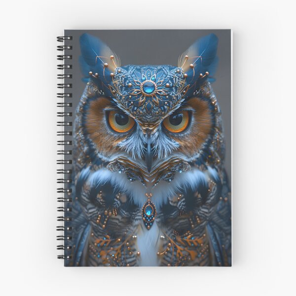 Item preview, Majestic owl with intricate blue and gold adornments designed and sold by Artessie.