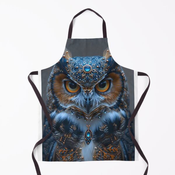 Item preview, Majestic owl with intricate blue and gold adornments designed and sold by Artessie.