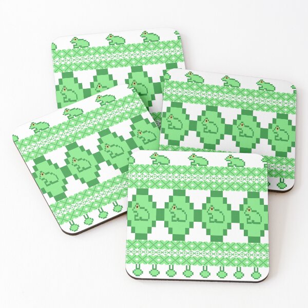 Item preview, pixel art flog pattern, cross-stitch, repeat, vector illustration, green tone, green frog, transparent background designed and sold by Chic6395Saby.