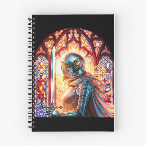 Item preview, Female  Medieval Knight Stained Glass Background designed and sold by Mirabilum.