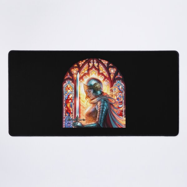 Item preview, Female  Medieval Knight Stained Glass Background designed and sold by Mirabilum.