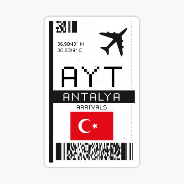 Item preview, AYT Antalya Airport - Turkey Boarding Pass Ticket designed and sold by HillViewDesigns.