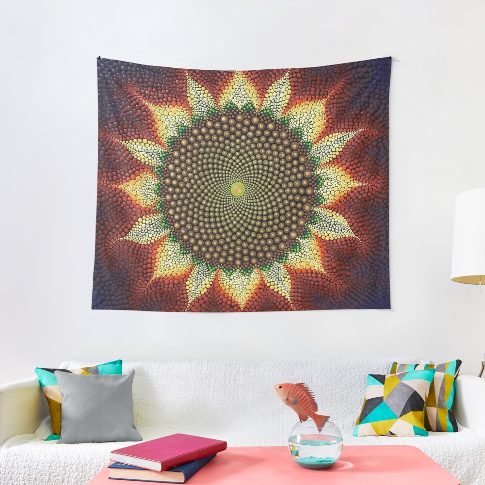 Discover Sacred Geometry Sunflower Tapestry