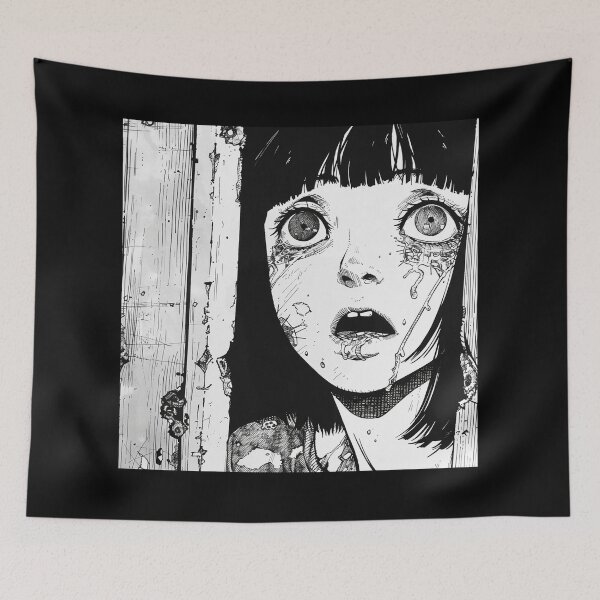 Item preview, in shock - black and white horror manga anime girl designed and sold by ForsakenFrames.