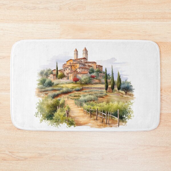 Item preview, Tuscany watercolor landscape designed and sold by EmeraldeaArt.