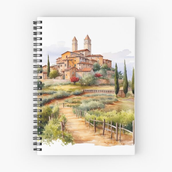 Item preview, Tuscany watercolor landscape designed and sold by EmeraldeaArt.