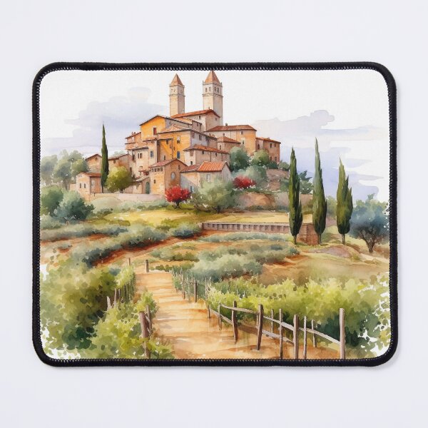Item preview, Tuscany watercolor landscape designed and sold by EmeraldeaArt.