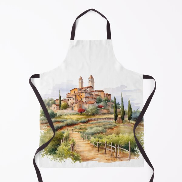 Item preview, Tuscany watercolor landscape designed and sold by EmeraldeaArt.