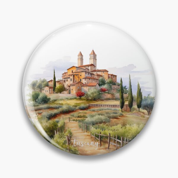 Item preview, Tuscany landscape with text in watercolor for Italy lovers designed and sold by EmeraldeaArt.