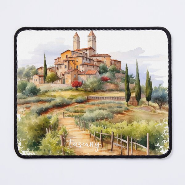 Item preview, Tuscany landscape with text in watercolor for Italy lovers designed and sold by EmeraldeaArt.