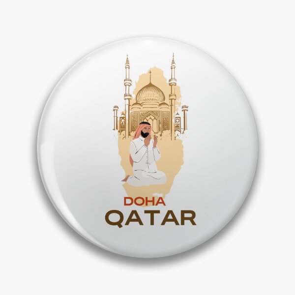 Item preview, Doha Qatar Sticker - Man Praying in Front of Grand Mosque on Qatar Map designed and sold by Dikshant Goyal.