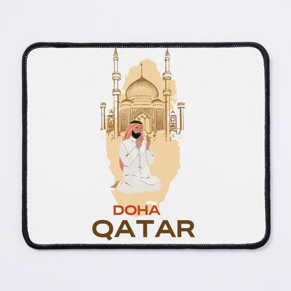 Item preview, Doha Qatar Sticker - Man Praying in Front of Grand Mosque on Qatar Map designed and sold by Dikshant Goyal.