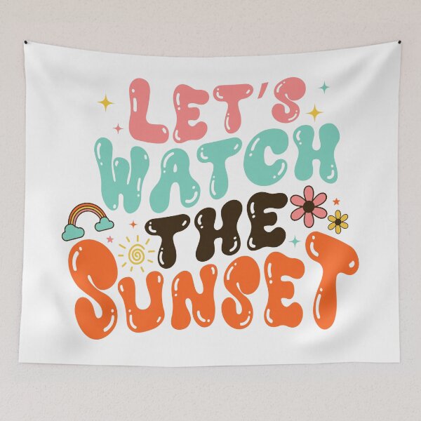 Item preview, Lets watch the sunset/ Aesthetic t shirt designs/ Trendy Typography/ Retro wavy text designed and sold by mbarts85.