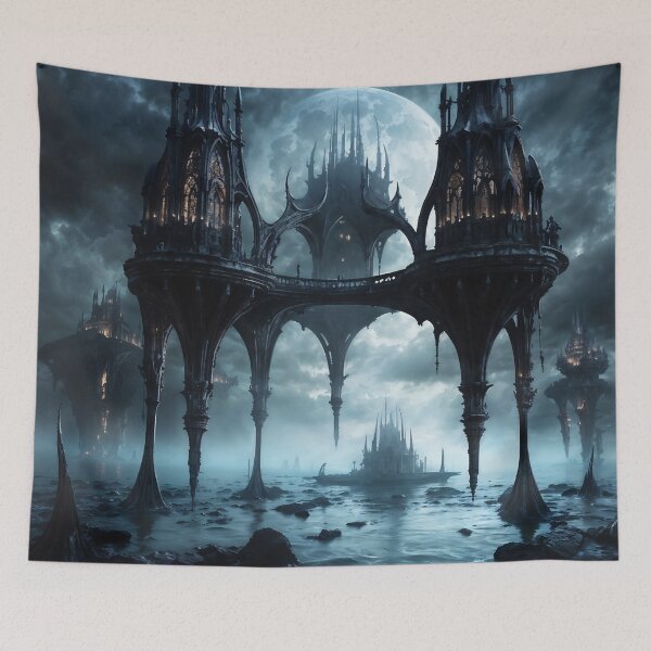 Item preview, Moonlit Citadel: Ethereal Gothic Spires in Twilight Realm designed and sold by ArtGotika.