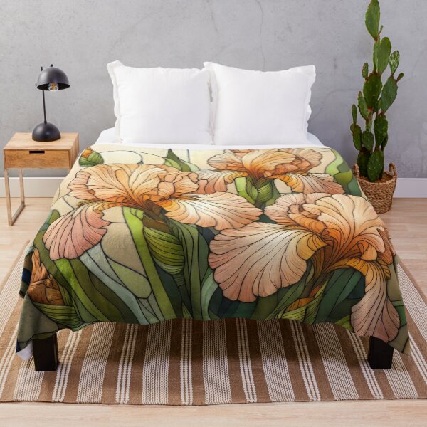 Item preview, Peach Iris Flower Stained Glass design designed and sold by CattyCornerPOD.