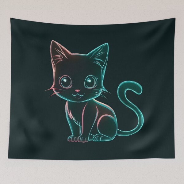 Item preview, cat art chibi fluorescent and phosphorescent hues designed and sold by Firas Aljazzar.