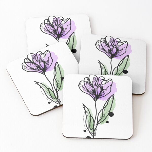 Artikelvorschau, Lila Blume Lineart entworfen und verkauft von Krenbxrry.