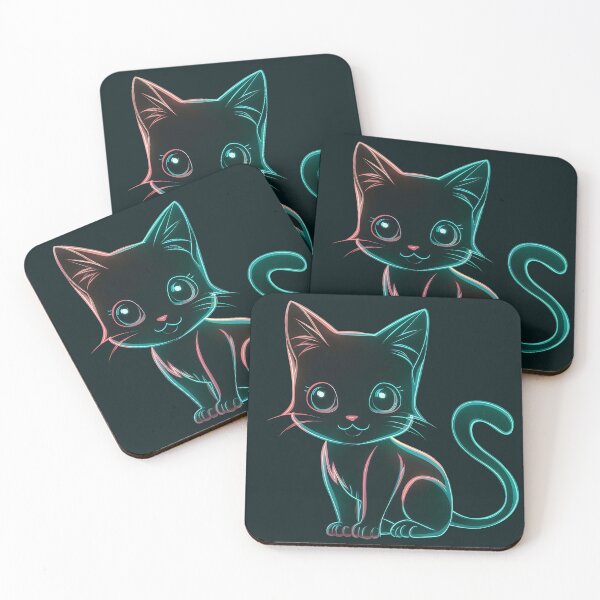 Item preview, cat art chibi fluorescent and phosphorescent hues designed and sold by Firas Aljazzar.