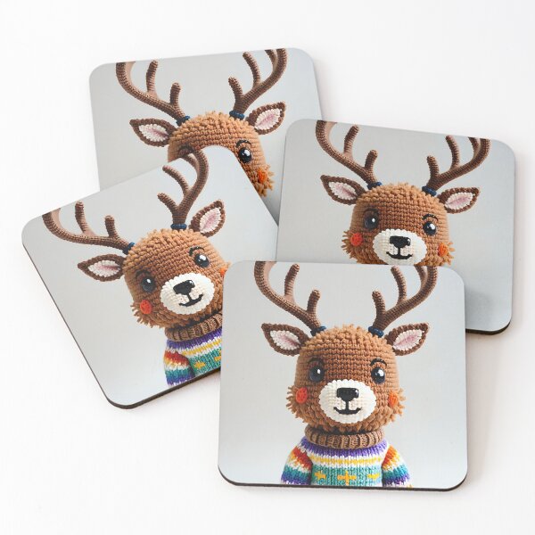 Item preview, Knitted deer in colourful fun jumper  designed and sold by Studio Quirk.
