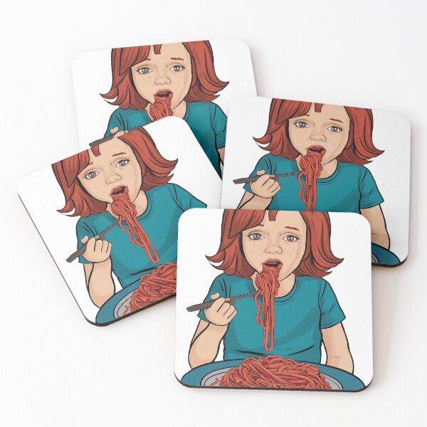 Item preview, girl eating spaghetti designed and sold by StoreXlk.
