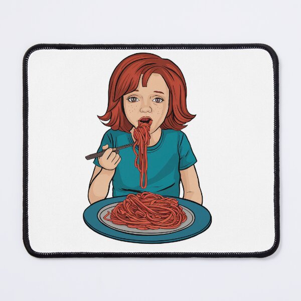 Item preview, girl eating spaghetti designed and sold by StoreXlk.