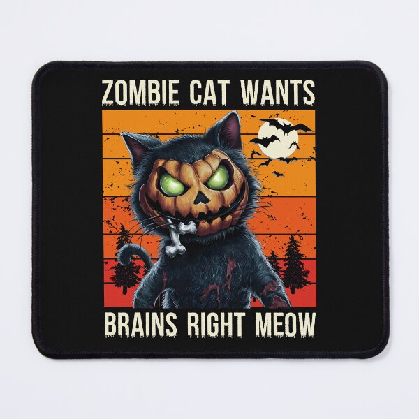 Item preview, Zombie Cat Wants Brains Right Meow Funny Halloween Pumpkin Cat designed and sold by clothesy7.