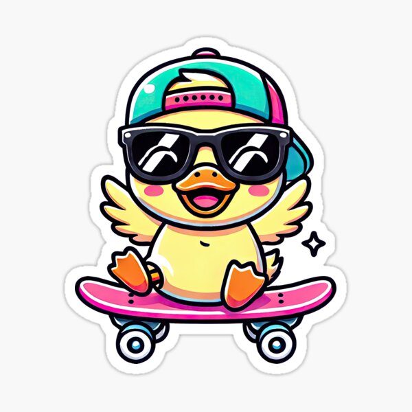 Item preview, Cool Kawaii Duck on Skateboard Cartoon Design designed and sold by KawaiiCherryPie.