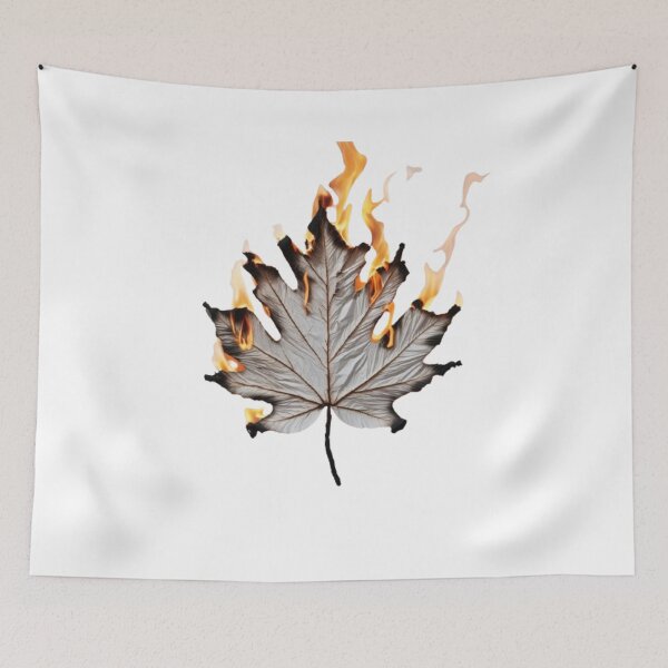 Item preview, Fiery Intensity: Scorched White Paper Leaf Ablaze with Flames designed and sold by ROHIT GUPTA.