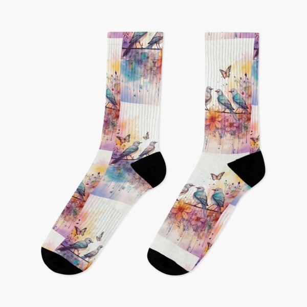 Item preview, Beautiful watercolor birds standing on a line, florals, flowers and watercolour butterflies 3 designed and sold by navitalidesign.
