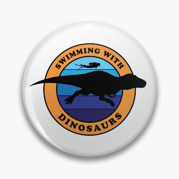 Aperçu de l'œuvre Nager avec les dinosaures Retro Surf Design (anneau orange) créée et vendue par Robert O.  Clark.