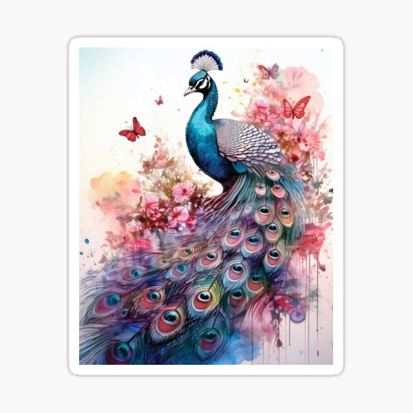 Item preview, Beautiful watercolor peacock, florals, flowers and watercolour butterflies 2 designed and sold by navitalidesign.