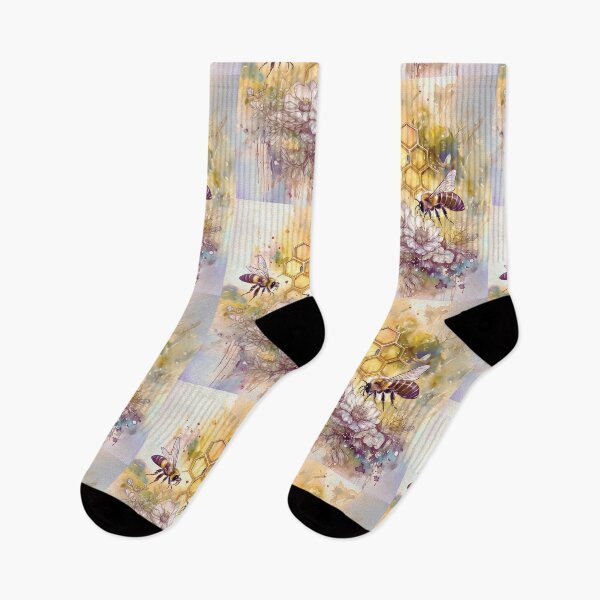 Item preview, Yellow watercolor honey bees, florals, flowers designed and sold by navitalidesign.